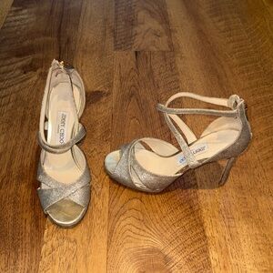 Jimmy Choo Woman’s Silver Heels Size 36.5